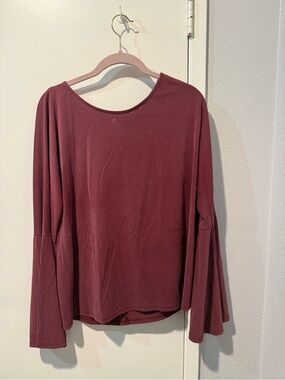 Green Envelope Burgundy Long Sleeve Flared Top